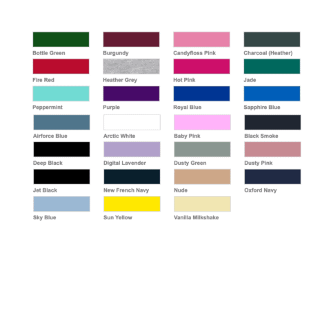 Farbpalette mit verschiedenen Farbnamen