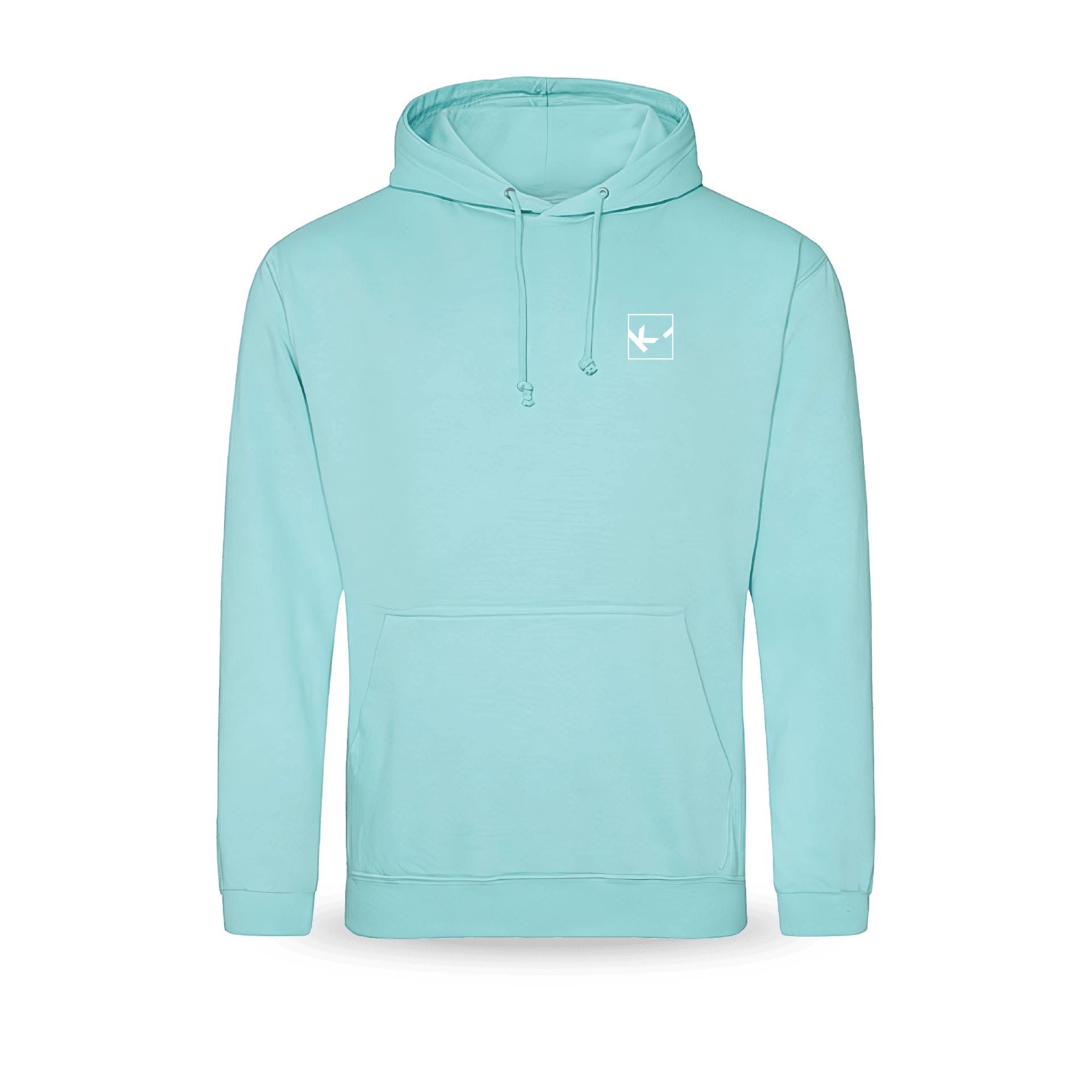 Hellblauer Hoodie mit Logo auf der Brust