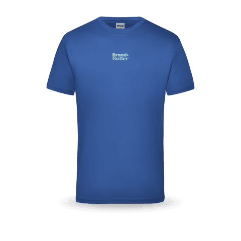 Blaues T-Shirt mit Logo-Aufdruck
